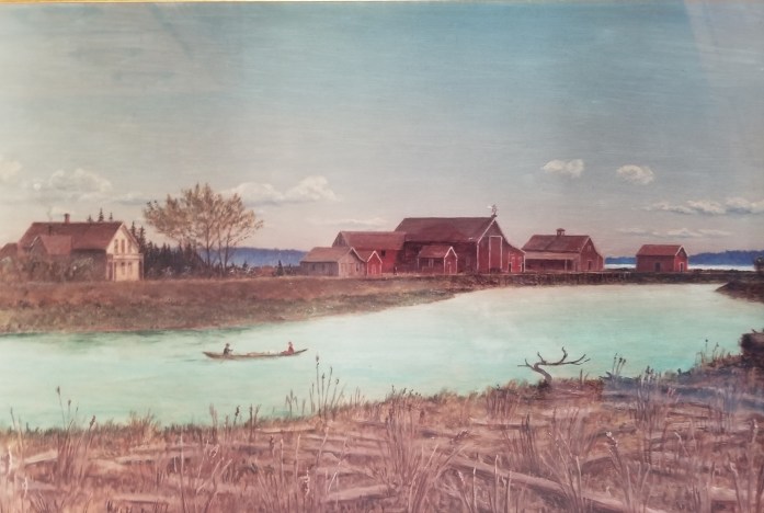 Brown slough farm painting